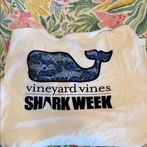 Vineyard Vines Shark Week Tee in White and Blue